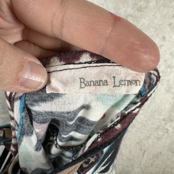 Banana Lemon Dress Women' M Brown Turquoise Tribal Print - Picture 2 of 6